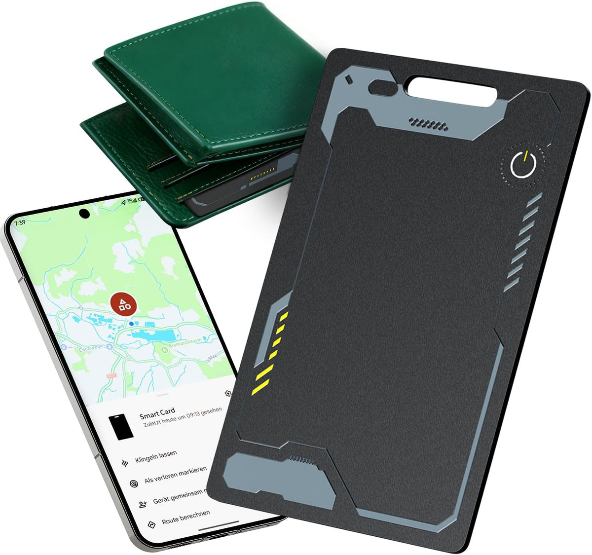 CooAoo Wallet Tracker Card Android, IP68 Waterproof Smart Card Luggage Tracker Compatible with Google Find Hub (Android Only), Rechargeable Item Locator Finder, Slim Tracking Card for Wallet, Black