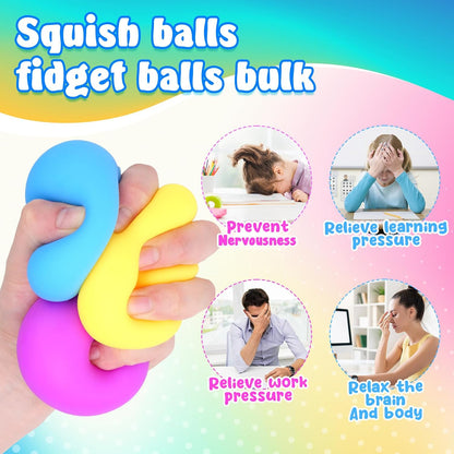 Squishy Stress Balls for Kids Adults: 18 Pack Fidget Toy Bulk for Prize