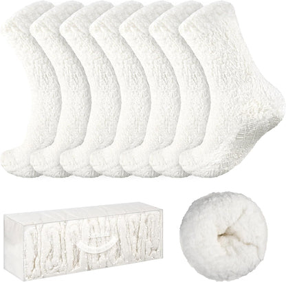 Bulinlulu Fuzzy Socks with Grips Plush Sleep Cozy Winter Soft Hospital Fluffy Socks for Womens Mens Gifts