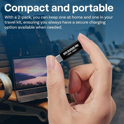 MMOBIEL USB-C to USB-A Data Blocker [2 Pack] Charge-Only Adapter for Safe Charging in Public, Blocks Data Transfer & Juice Jacking, Protects Phones, Tablets, Laptops – Black