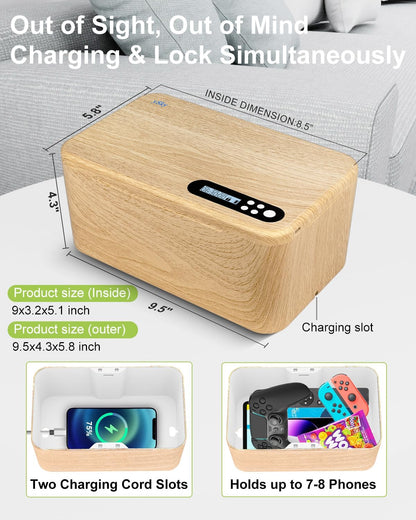 Timed Lock Box with Timer | Phone Lock Box for Self-Control, Charge While Locked | Safe cellphone storage locker Unplug from Phones,Video Games & Snacks | reduce Screen Time for Kids, Students & Adult