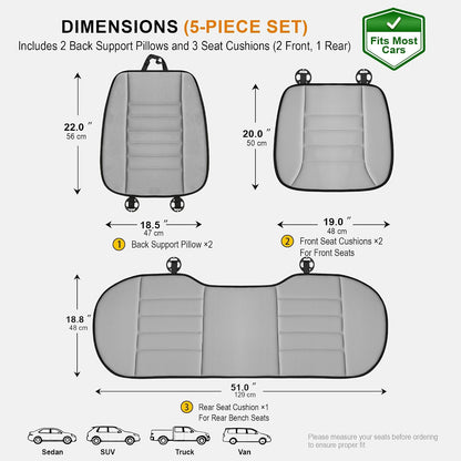 kingphenix Car Seat Cushion with Back Support Pillow: Enhanced Comfort Memory Foam Design for Pain Relief, Ideal for Drivers and Office Use - Ergonomic Lumbar Comfort for Long Sitting - Black