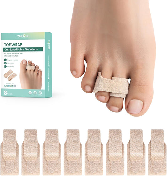 Welnove Hammer Toe Straightener and Corrector - Broken Toe Wraps 8 Ct Large