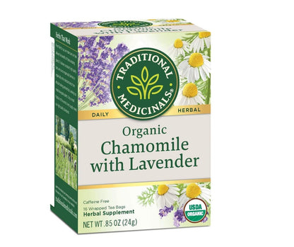 Traditional Medicinals Organic Chamomile with Lavender Herbal Tea, 16 Tea Bags (Pack of 2)