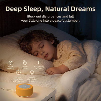 Kipcush White Noise Machine for Baby & Adults, 30 Soothing Sounds, Soft Non-Glare Nursery Lamp, 8 Color Night Lights, Memory Function (Angel V1 White, Standard)