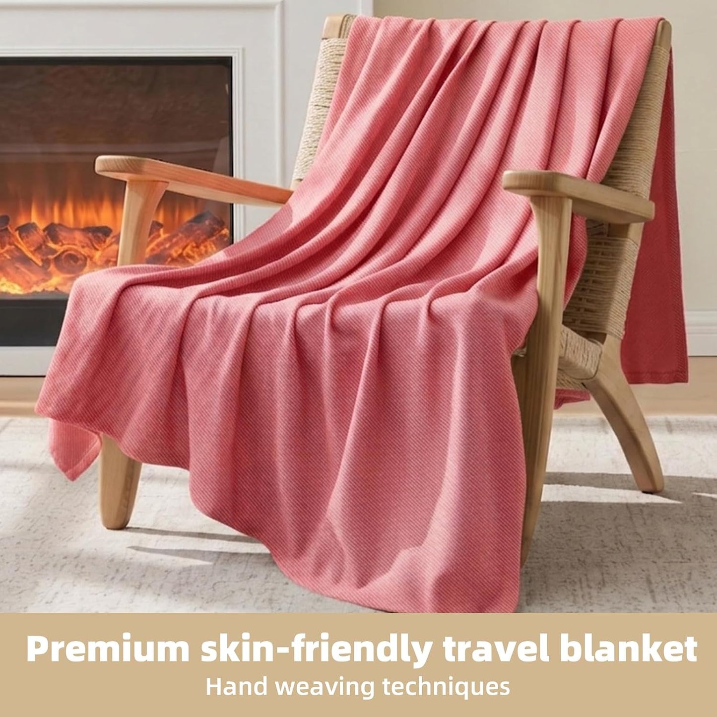Travel Blanket Airplane - Ultra Soft & Lightweight Knit Design