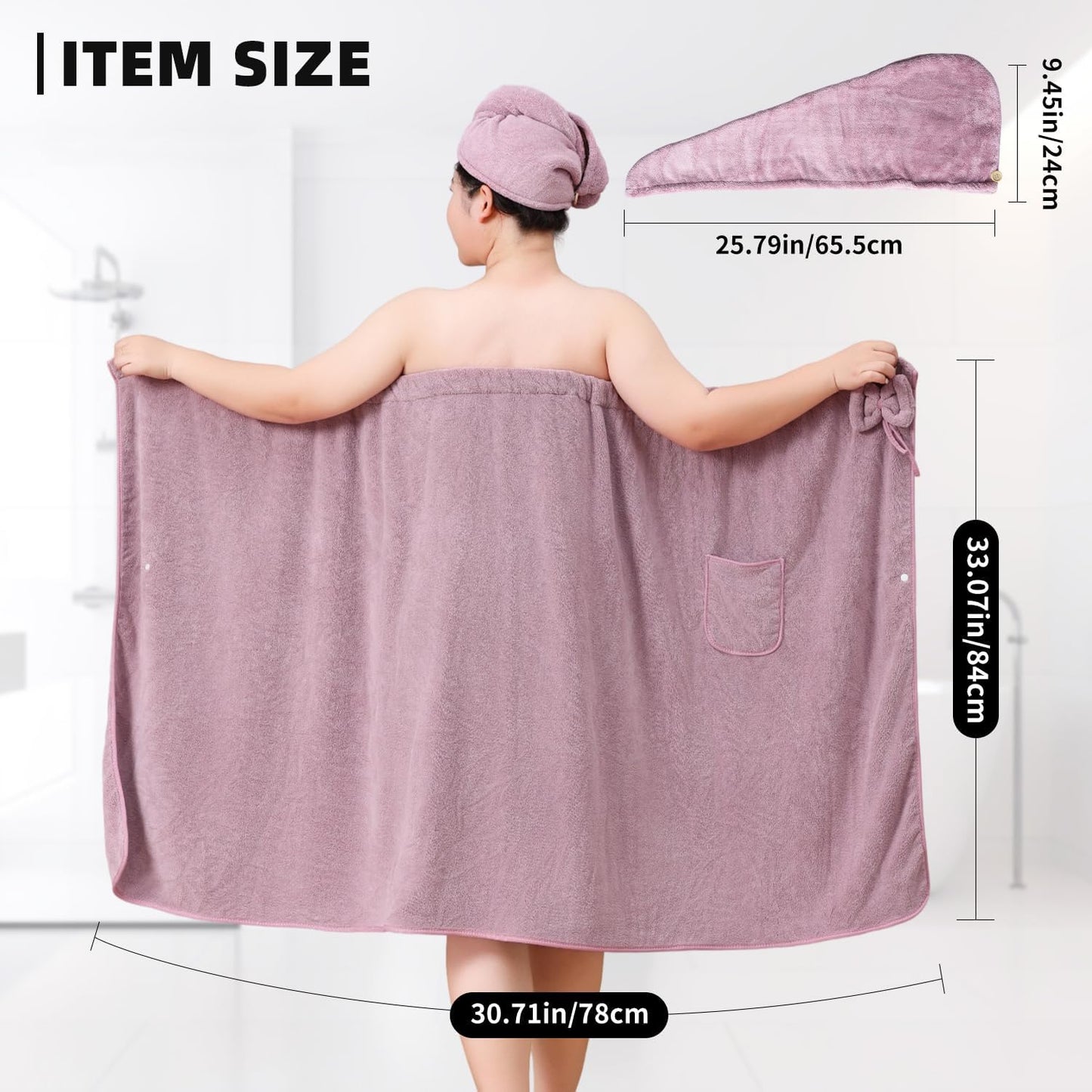 Towel Wrap for Women, Women'S Soft Wrap Towel Full Length，Bath Robe After Shower Female Plush Long，Spa Bathrobes Lightweight