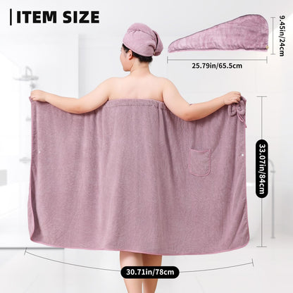 Towel Wrap for Women, Women'S Soft Wrap Towel Full Length，Bath Robe After Shower Female Plush Long，Spa Bathrobes Lightweight