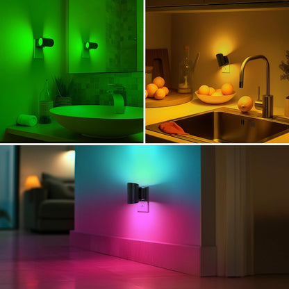 Briignite Night Lights Plug into Wall, Modern LED Night Light Plug in, Dusk to Dawn Sensor,Amber Night Light 0-100LM Adjustable Brightness, Dimmable NightLight for Hallway, Bedroom, Stairway, 2 Pack