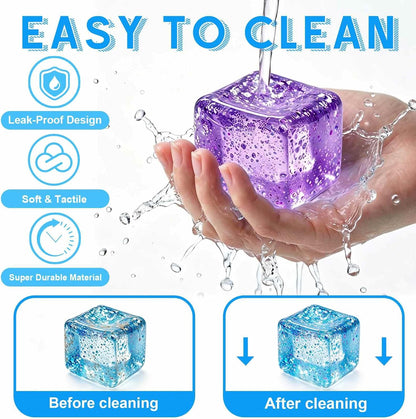 Square Squishy Squeeze Fidget Toys: Stress Relief Toys for Men Super Soft Slow Rising Cube - Sensory Desk Toys for Office Stress, Anxiety Relief & Focus - Cool Birthday Party Favors for Teens & Adults
