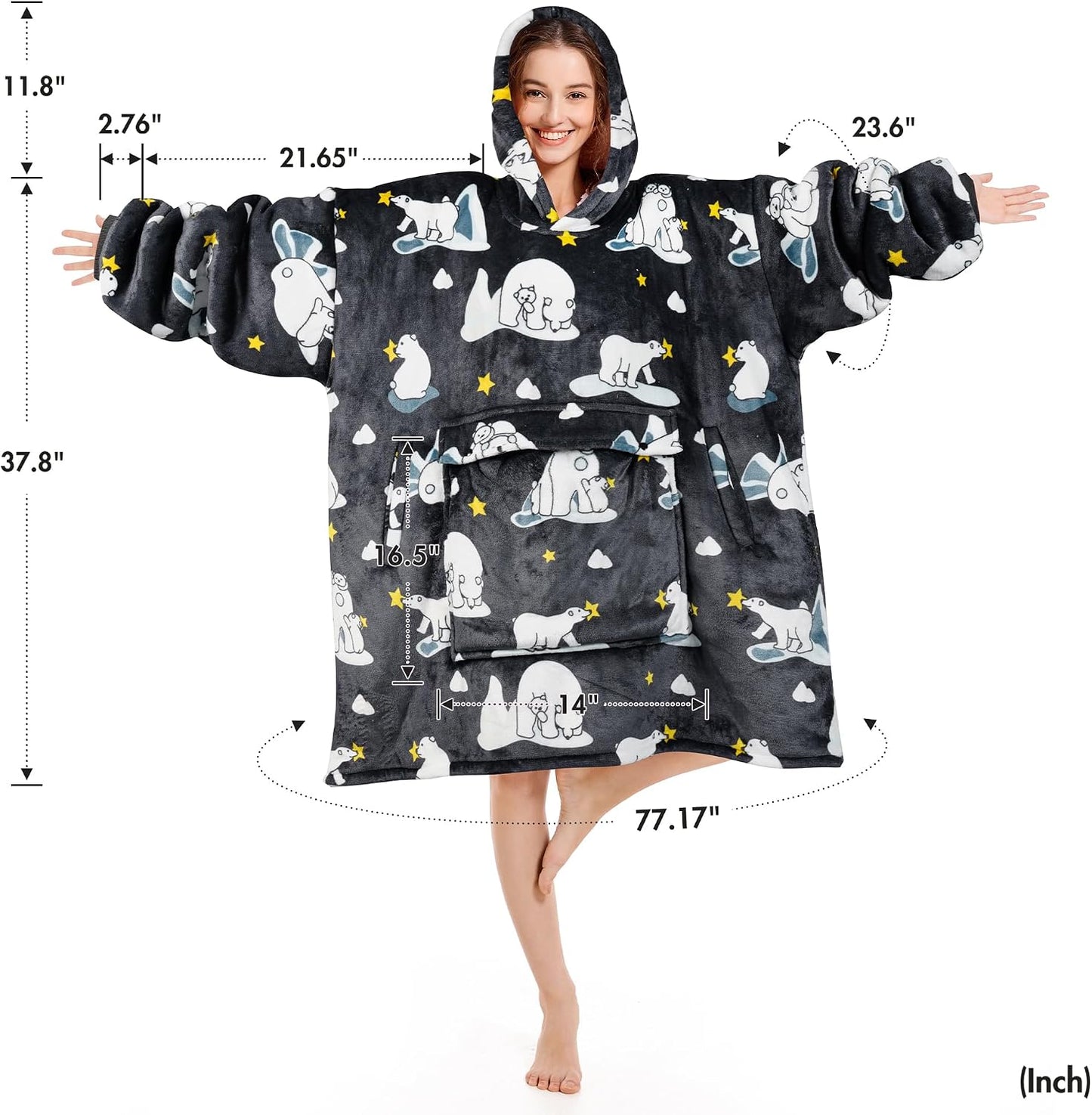 Narecte Cozy Oversized Blanket Hoodie Wearable Blanket Adults Soft Hooded Blanket Hoodie Birthday Gifts for Women Christmas - Colors A