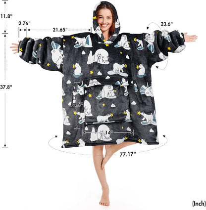 Narecte Cozy Oversized Blanket Hoodie Wearable Blanket Adults Soft Hooded Blanket Hoodie Birthday Gifts for Women Christmas - Colors A