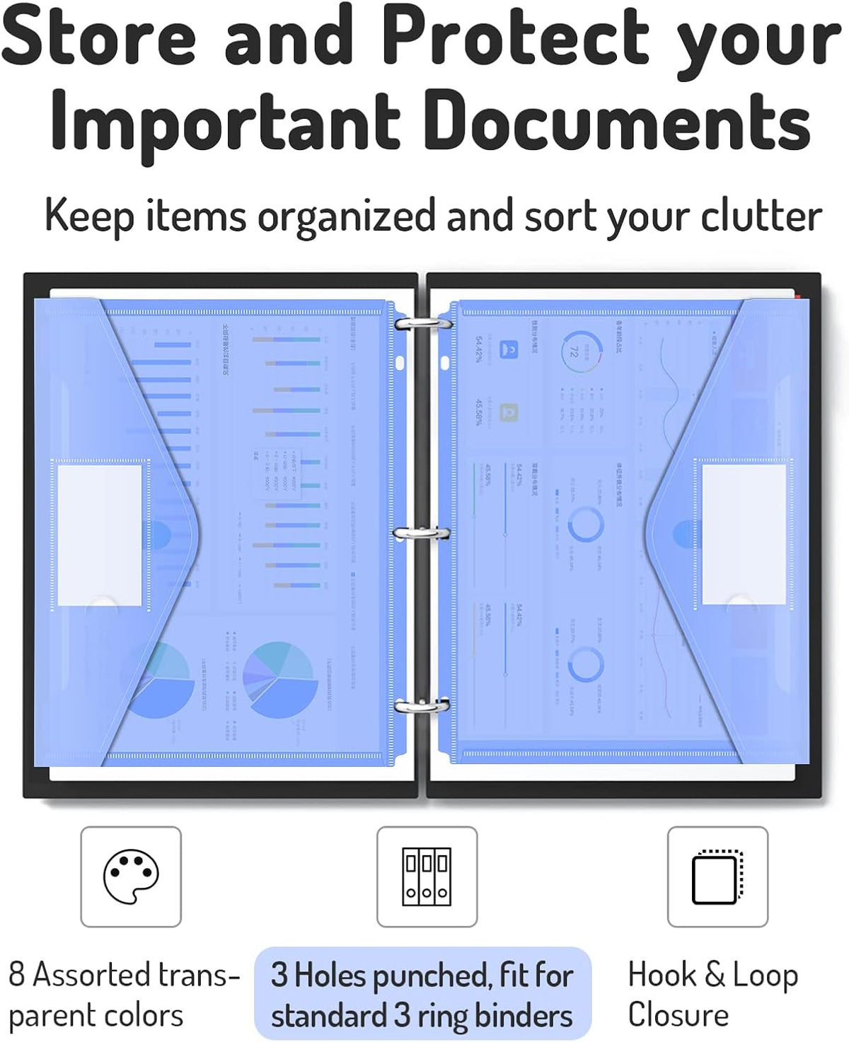 Forvencer Binder Pocket, Super Heavyweight Plastic Binder Folders
