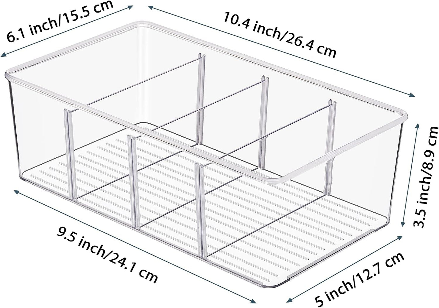 Vtopmart 8 Pack Food Storage Organizer Bins, Clear Plastic Bins for Pantry, Kitchen, Fridge, Cabinet Organization and Storage, 4 Compartment Holder for Packets, Snacks, Pouches, Spice Packets
