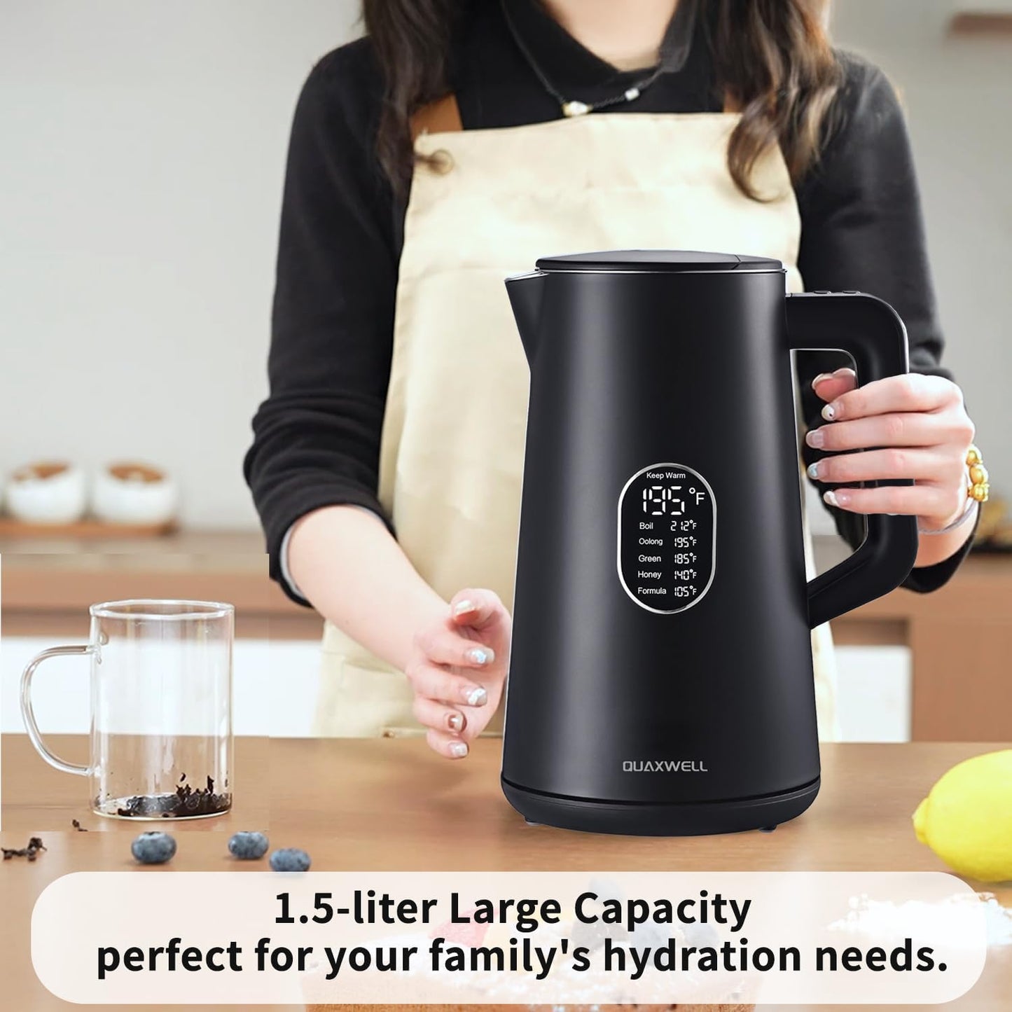 1.5L Electric Kettle Temperature Control, Green