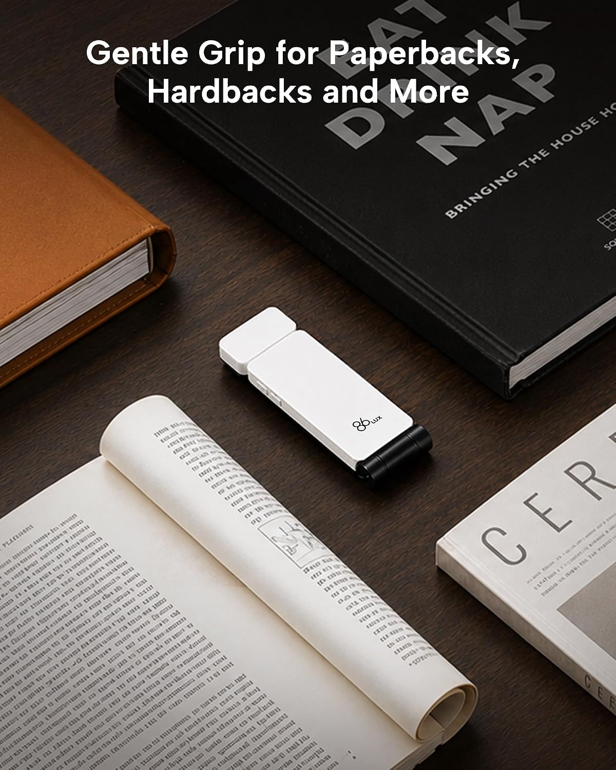 86lux Book Light, Rechargeable Clip-On LED Reading Light for Bed & Night Use - 3 Color Temperatures with Stepless Dimming, Ultralight Bookmark Design for Book Lovers, Grey