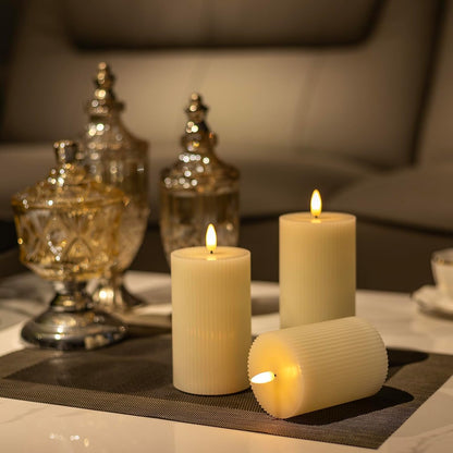 ANGELLOONG Flickering Flameless Candles, Realistic Battery Operated Candles with Remote and Timer, Set of 3 LED Candles for Fall Room Home Wedding Decor Centerpieces Table Party Christmas Decorations