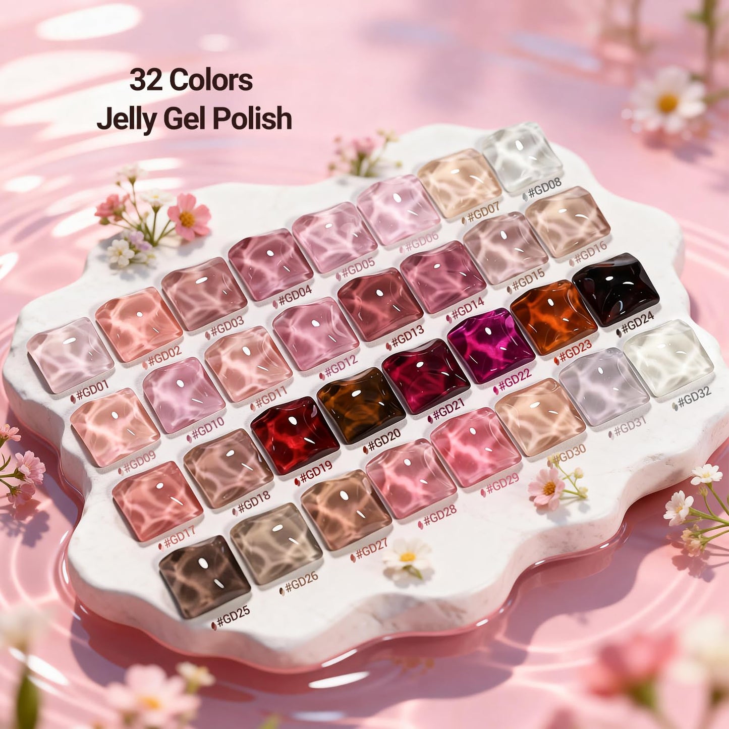 JODSONE Gel Nail Polish Kit 60 PCS with U V Light Soak off Base Top Coat 55 Shine Colors Gel Nail Kit Bright and Dark Brown Wine Red Series Manicure Set for Women and Girls