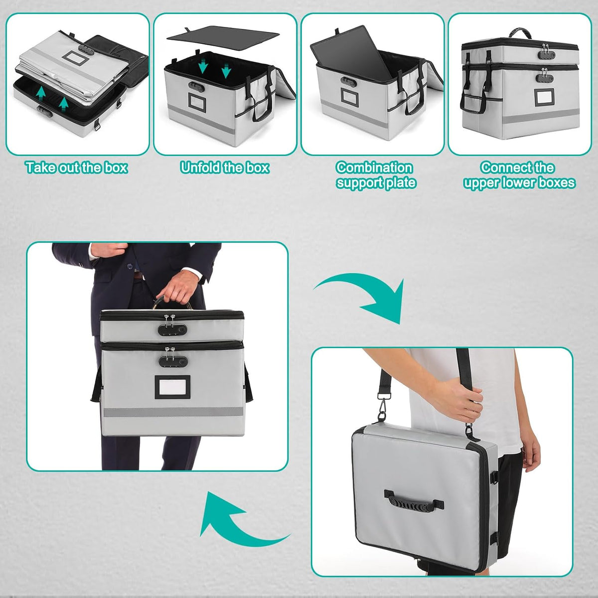 EXLIFBAG Fireproof File Organizer with Lock, 1 Layer