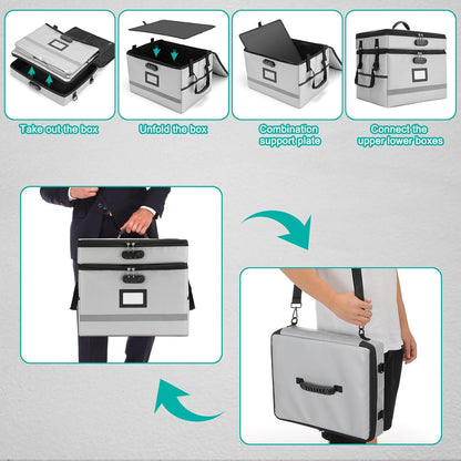 EXLIFBAG Fireproof File Organizer with Lock, 1 Layer