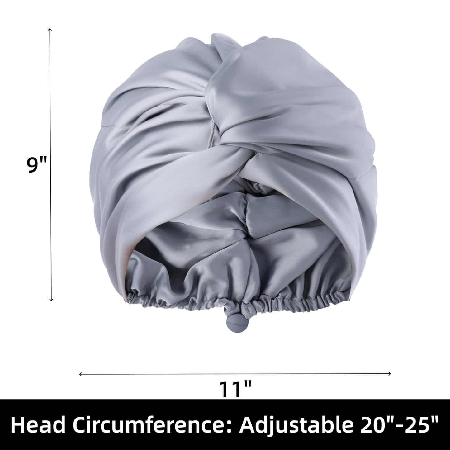Adjustable Silk Satin Bonnet for Sleeping Hair Wrap, Double Layer Sleep Cap, Night Turban for Large Long Curly Braid Women Men Hair - Matcha Green