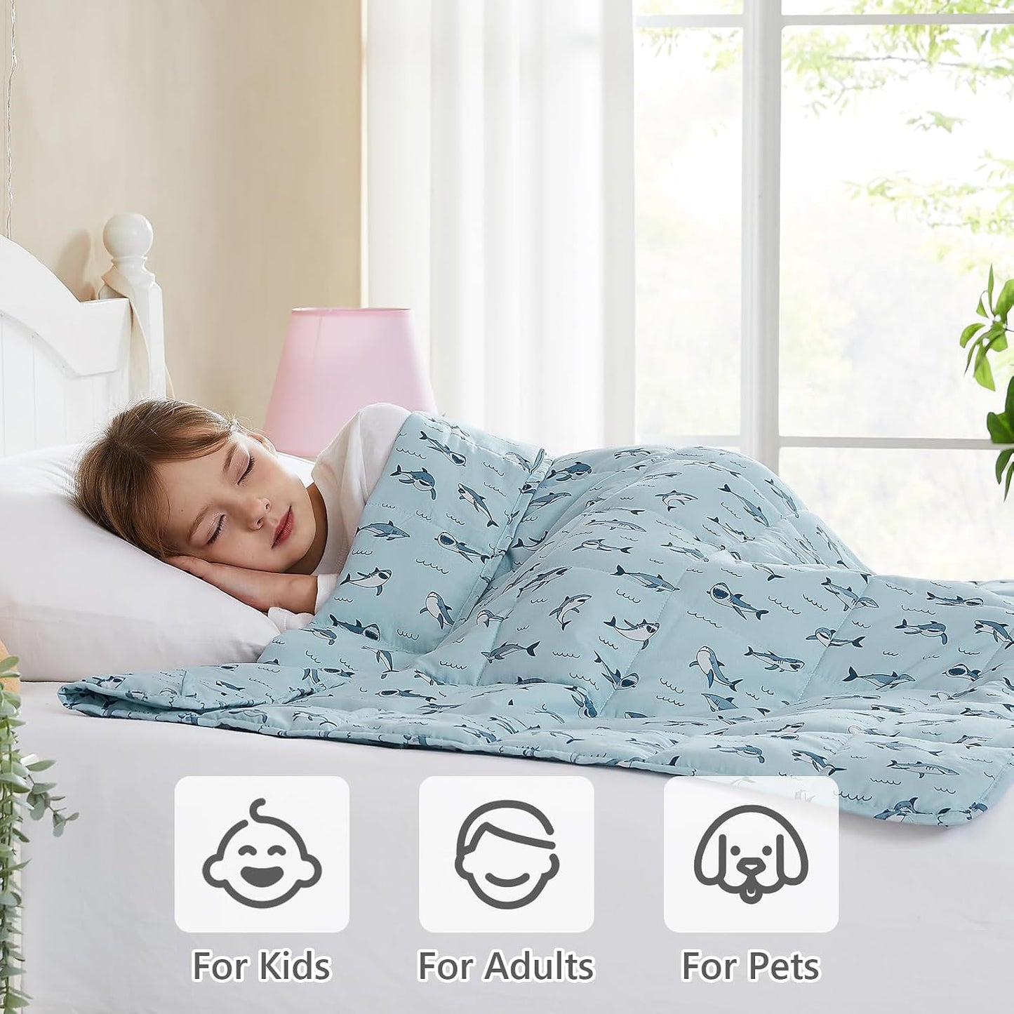 L'AGRATY Weighted Lap Pad 7lb: Small Weighted Blanket for Adults - Cooling Portable Travel Blanket for Relaxation Sleeping - Washable All-Season (29" x 24")