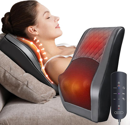 Boriwat Back Massager with Heat, 3D Kneading Massage Pillow for Back, Neck, Shoulder, Leg Pain Relief Deep Tissue, Gifts for Women Men Mom Dad
