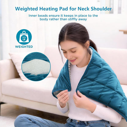 Comfytemp Weighted Heating Pad for Back & Period, FSA Eligible Electric Heat Pad, Birthday Gift for Women Men Mom Dad & Father Day Gifts, 2.2 lb HSA Neck Shoulder Heated Pad, 2H Auto-Off, 12x24, Blue