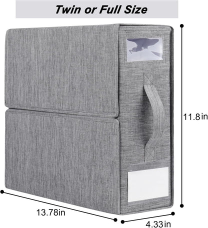 Cosybreeze Bed Sheet Organizers and Storage 2 Pack Foldable Linen Closet Organizer with Window - Full/Twin Size Bedding Storage for Duvet Cover, Bedding Clothes (Gray)