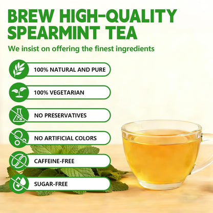 Spearmint Leaves Tea Bags-120 Teabags, 2g/Bag, Made with 100% Natural Spearmint Leaves. Helps with Freshens Breath and Digestion | Caffeine-Free | Sugar-Free | Gluten-Free | Vegan. Eco-Friendly Tea Bags