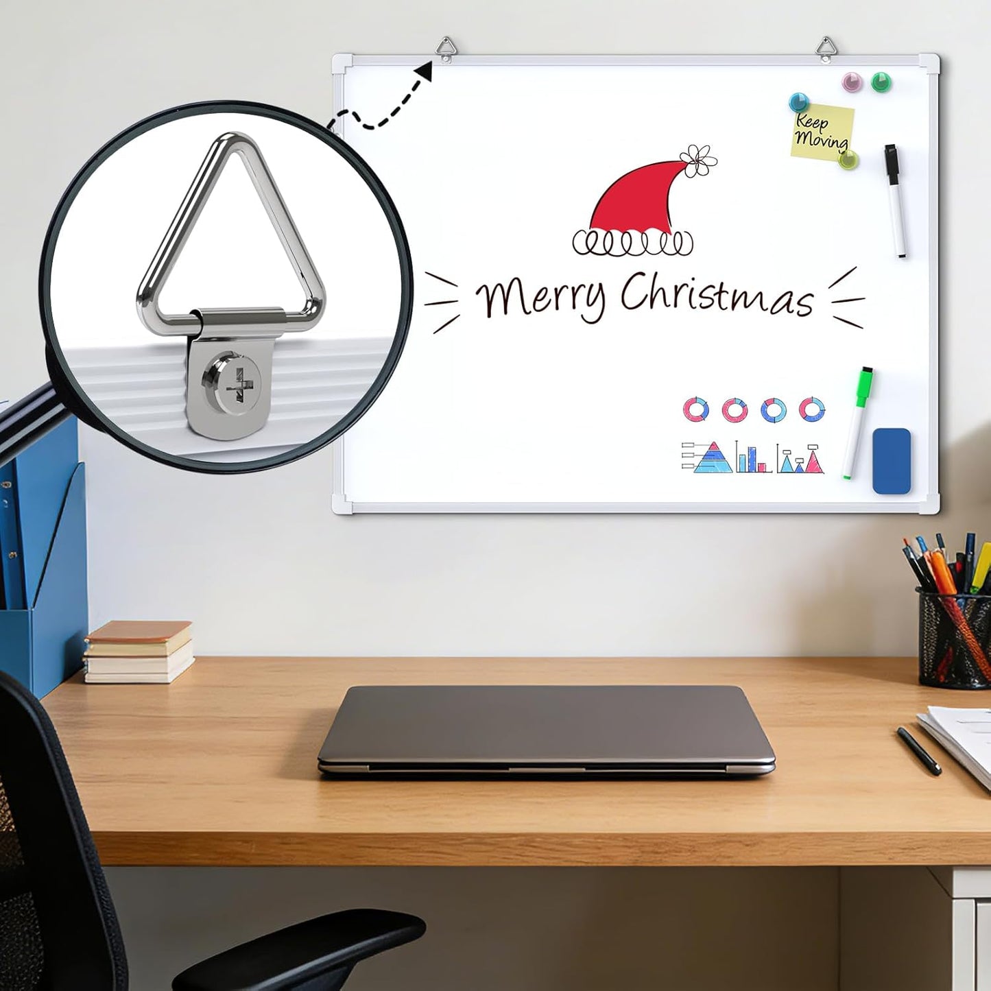 MaxGear Monthly Calendar Dry Erase Board for Wall, 16"x12", White Frame | Double-Sided, Hanging Small White Board, Portable Whiteboard for Planning, Drawing, Memo, to Do List, Home, Kitchen, Office