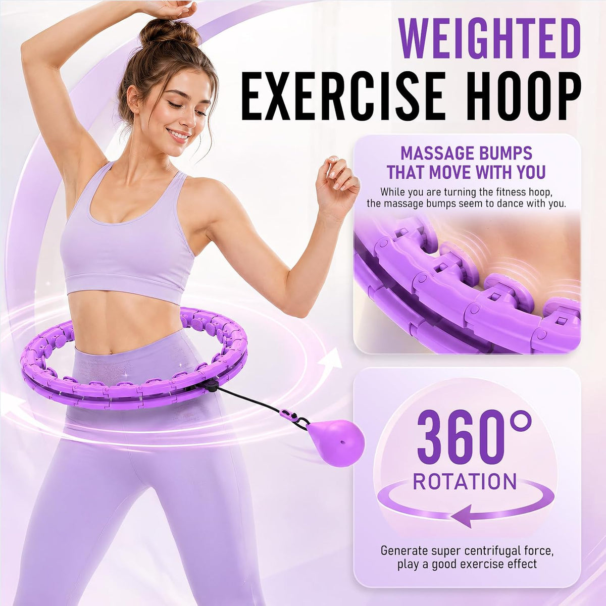 JKSHMYT Weighted Hula Circle for Adults Weight Loss, Infinity Fitness Hoop