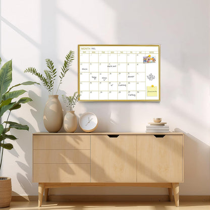 Gold Weekly Dry Erase Board for Wall,12"x16",Gold Metal Frame Weekly Planner Whiteboard for to Do List, Memo, School, Home, Office, Kitchen-GZ