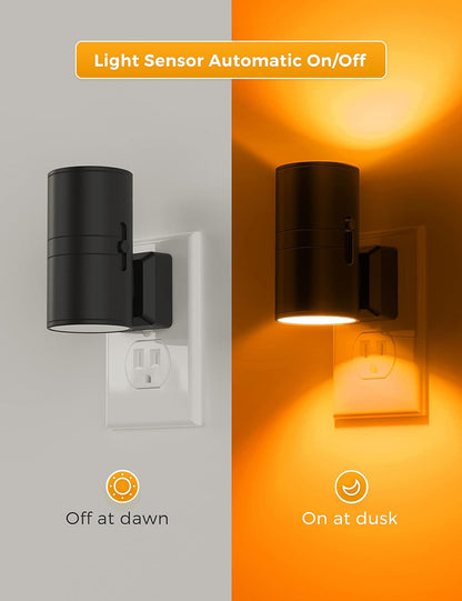 L LOHAS LED Night Light, Amber Nightlight, Dimmable Night Light 100LM, Light Sensor, Yellow Nightlight, Sleep Light for Kids, Soft & Warm Light for Bedroom, Hallway, Bathroom, 2 Pack