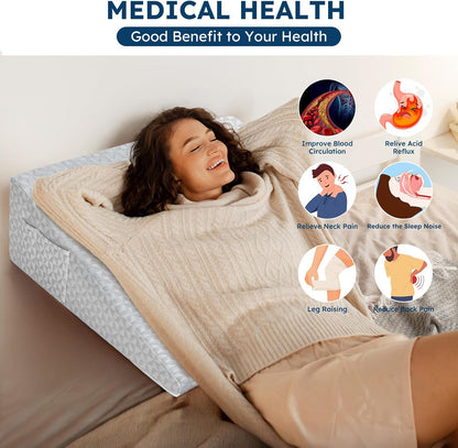 Wedge Pillow for Sleeping, 7.5" Memory Foam Bed Wedge Pillow