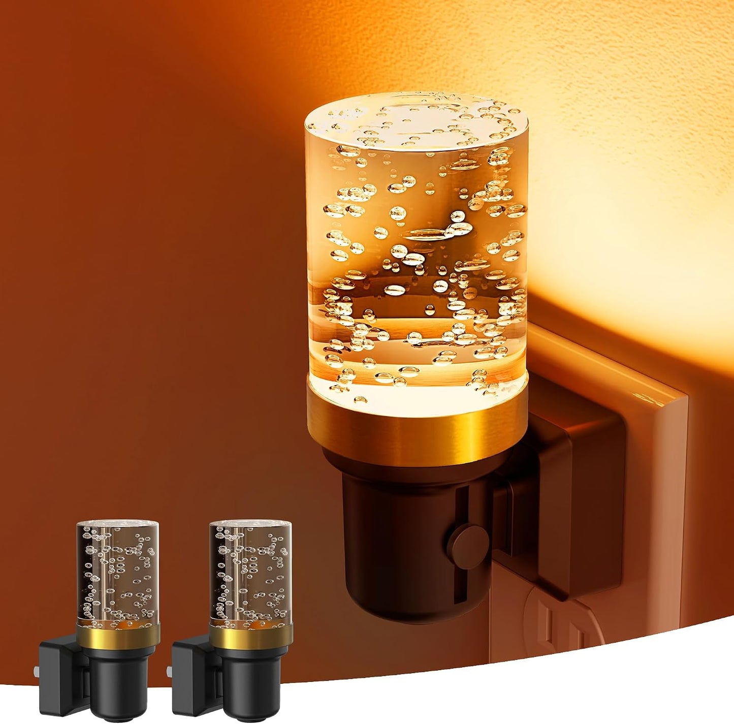 L LOHAS LED Night Light, Dimmable Night Lights Plug into Wall, Automatic Night Lights Plug in with Auto Light Sensor,Adjustable Brightness Amber LED Night Light, for Bedroom Hallway Home Decor