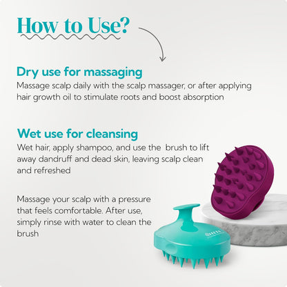 HEETA Hair Scalp Massager Shampoo Brush 2 Pack, Soft Silicone Bristles to Remove Dandruff, Waterproof Hair Scrubber for Both Wet Dry Use, Suitable for Men & Women (Green & Black)