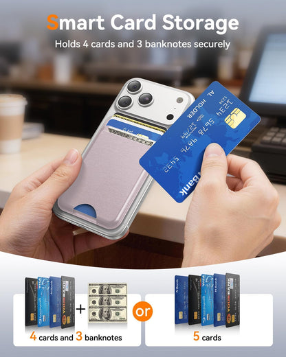 for MagSafe Wallet, Works with Apple Find My,4 Card Holder, Magnetic Phone Wallet for iPhone 18/17/16/15/14/13/12 Pro Max Air Plus Series, RFID Blocking Vegan Leather,Black