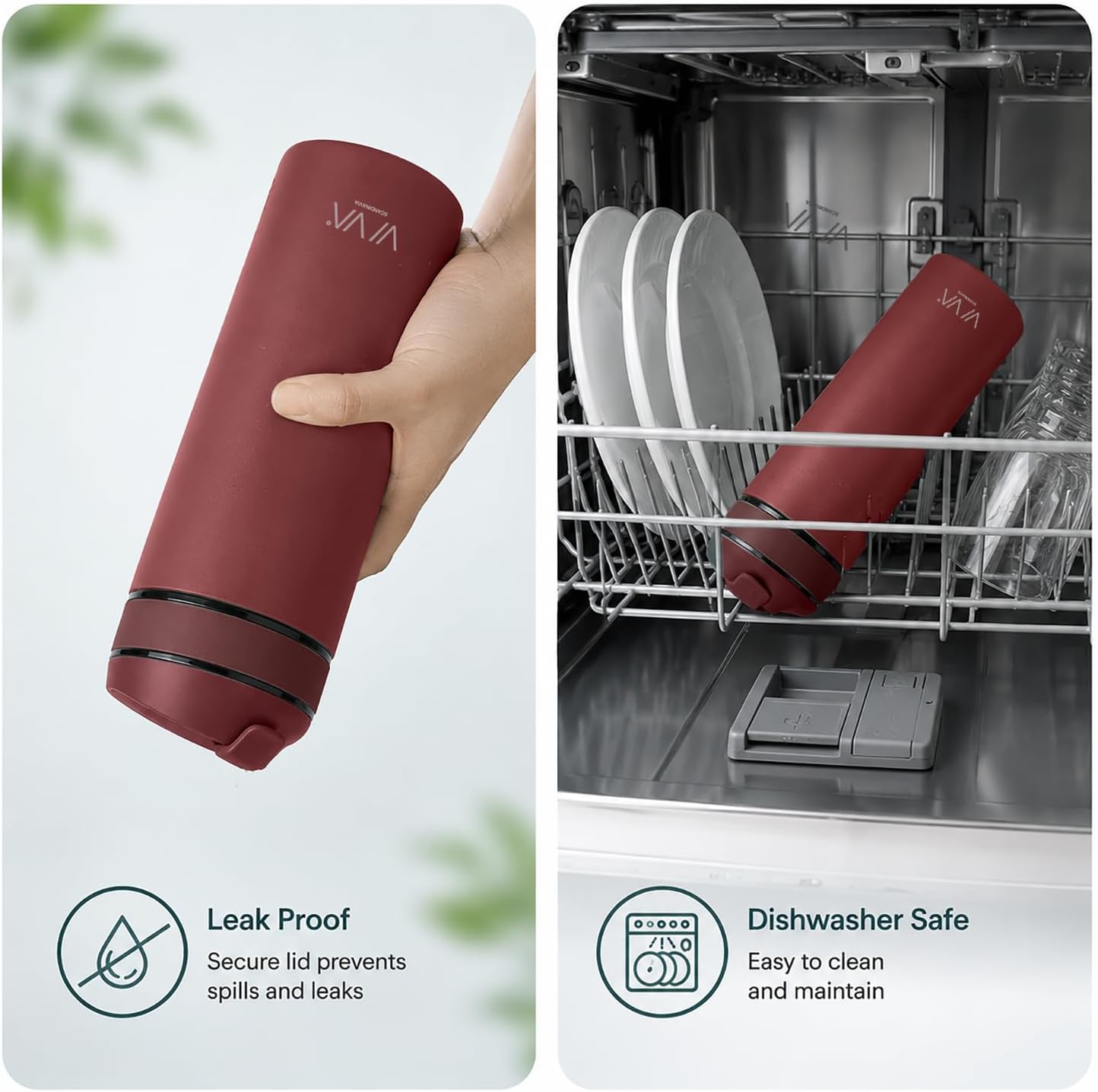 VIVA Recharge Tea Infuser Bottle, 16 oz Insulated Stainless Steel Travel Tea Tumbler with Infuser for Loose Leaf, Hot & Cold Tea & Coffee, Patented Steep Control, Leak-Resistant Lid - Mustard