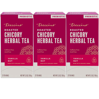 Teeccino Holiday Herbal Tea Sampler Assortment - Candy Cane, Gingerbread, Snickerdoodle - Caffeine-Free Holiday Dessert Teas with Prebiotic Chicory, 12 Tea Bags
