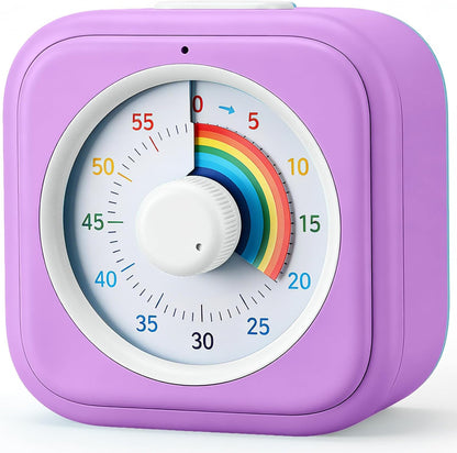 Rainbow Visual Timer for Kids, 60 Minute Silent Countdown Clock with Color Disk, Time Management Tool for ADHD, Classroom, Kitchen, Office, Study, Pomodoro