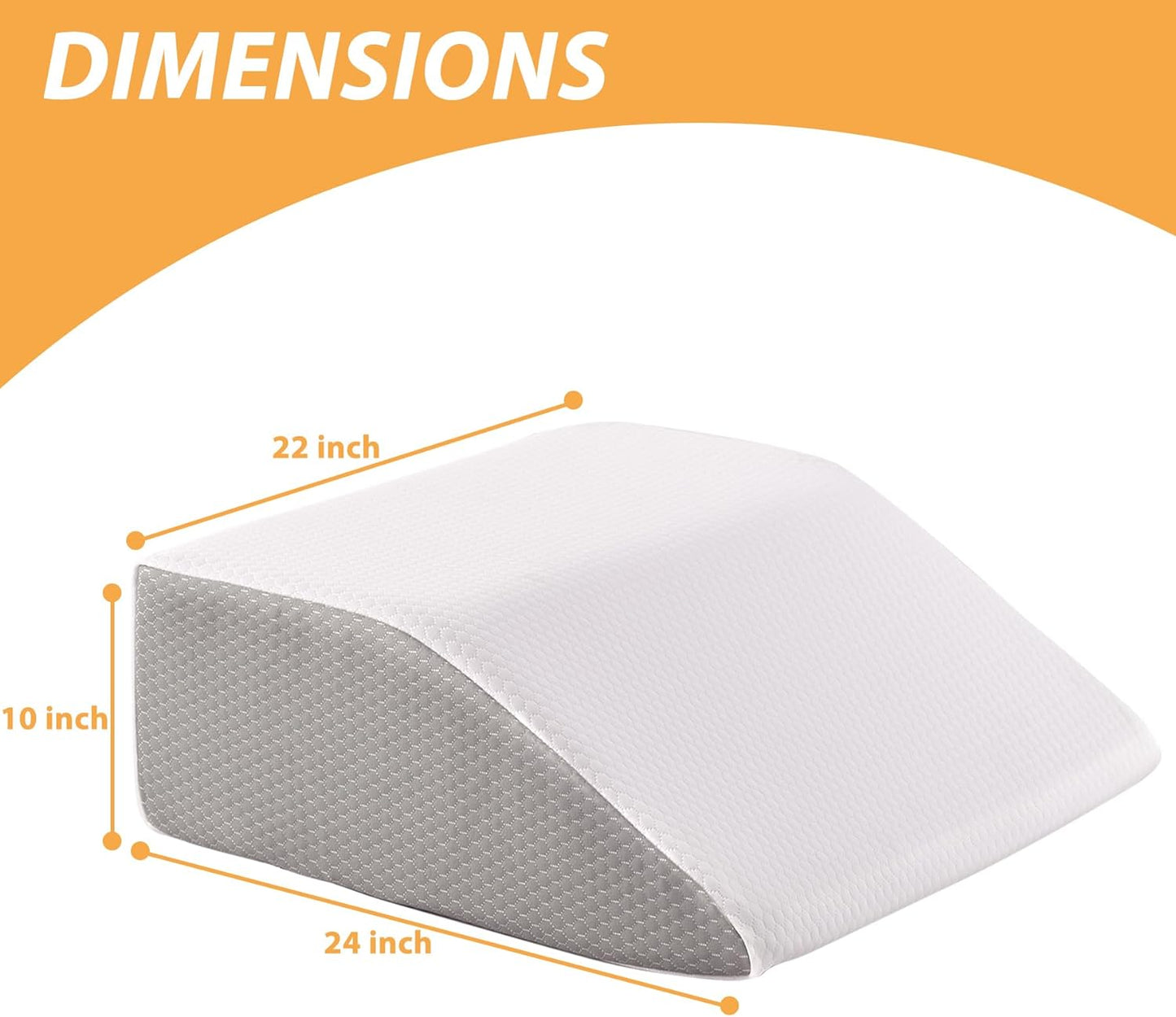Bedluxe Leg Pillow Elevation Blood Circulation, Wedge Pillow for Legs Swelling, Leg Elevating Wedge Pillow for After Surgery, Foot Knee Pillow for Leg Rest, Sleeping, Memory Foam Top, 8in, White/Grey