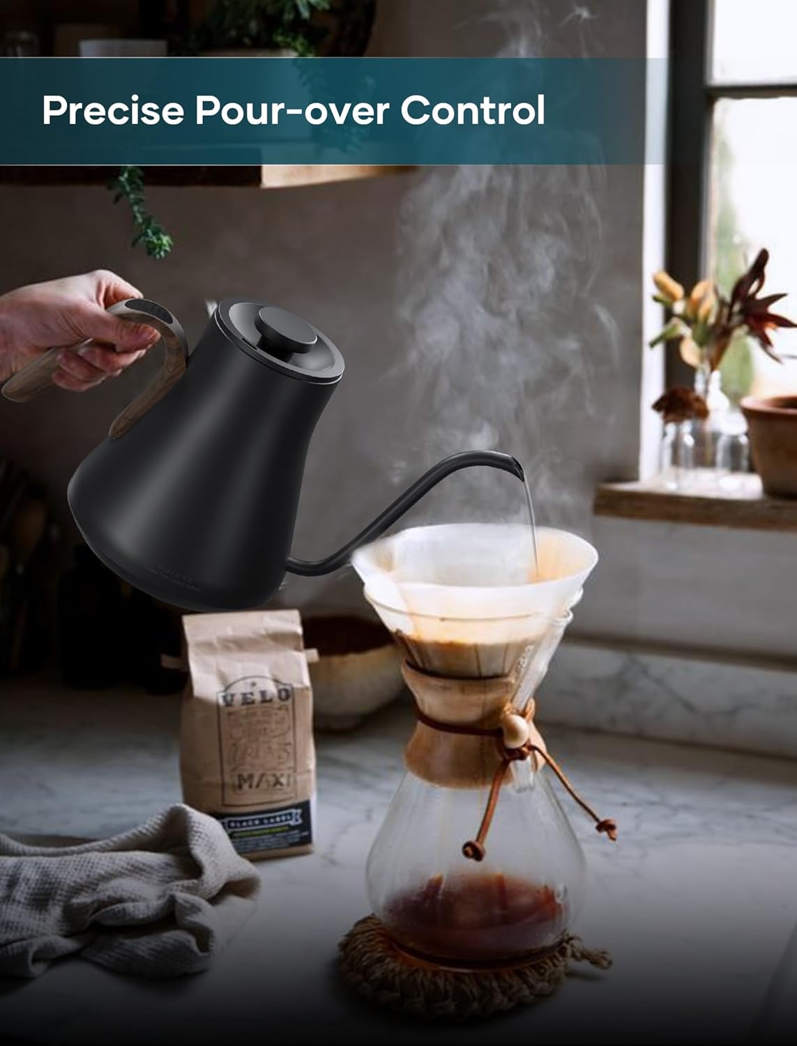 INTASTING Gooseneck Electric Kettle with ±1℉ Temperature Control 0.9 Liter