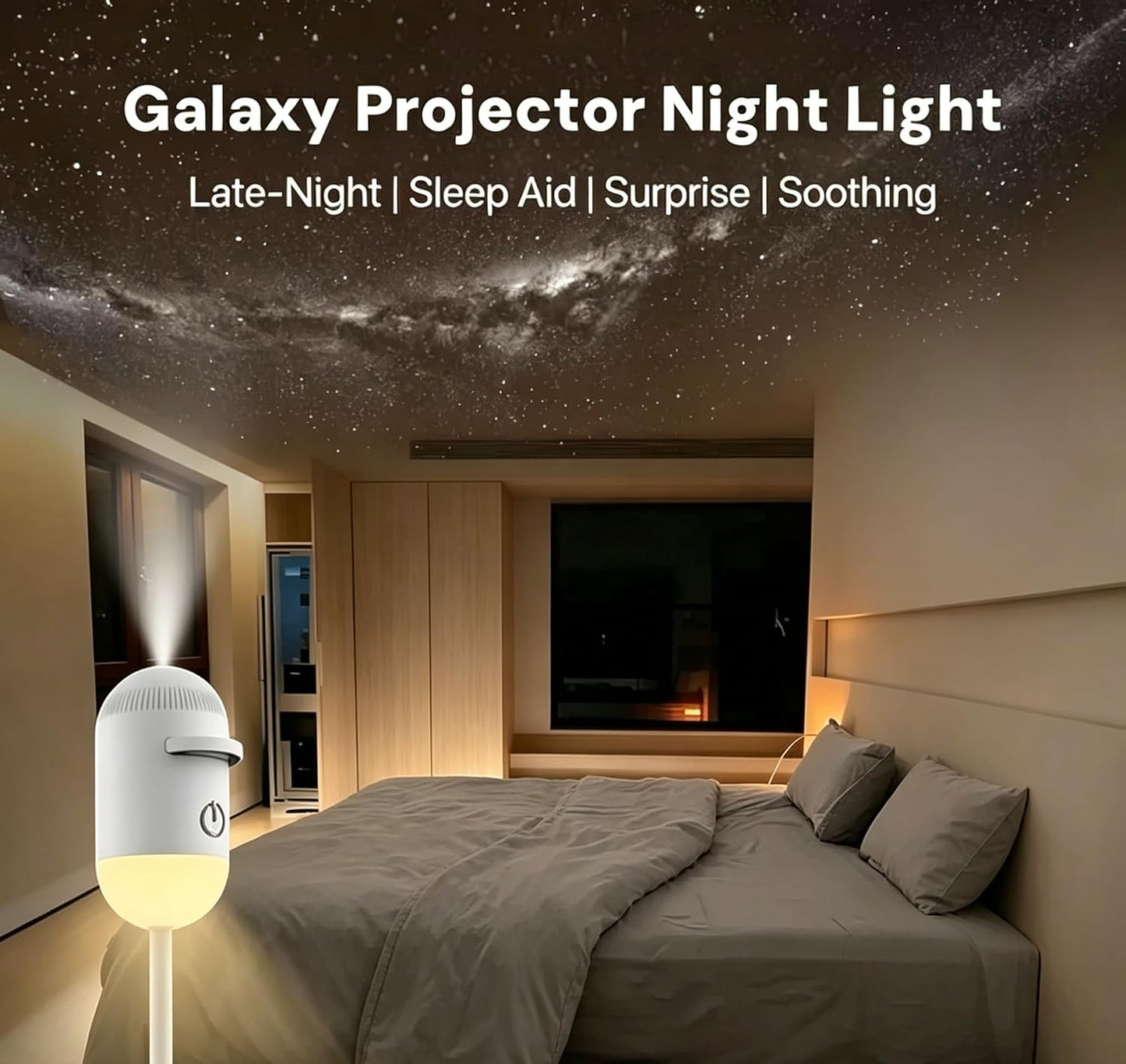 2-in-1 Galaxy Projector Night Light, USB Night Light Portable Galaxy Starry Sky Night Light Projector, 360° Rotation Ceiling Wall Projection Lamp for Car, Bedroom Decor (3 Slides)