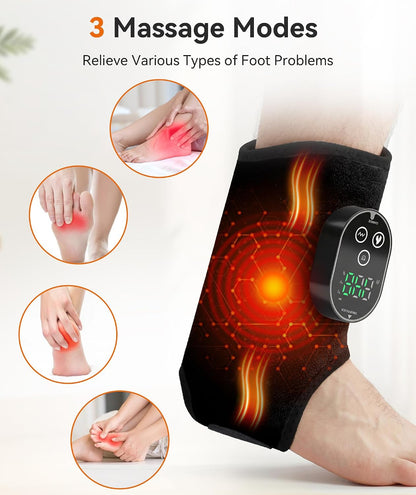 Foot Massager for Neuropathy, Cordless Ankle Massager for Circulation and Pain Relief, Rechargeable Foot and Ankles Heating Pad with Massage, Heated Ankle Brace Gifts for Women and Men Black