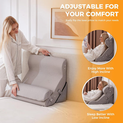 Ruqmuis Wedge Pillow Set for After Surgery, Bed Wedge Pillow, White