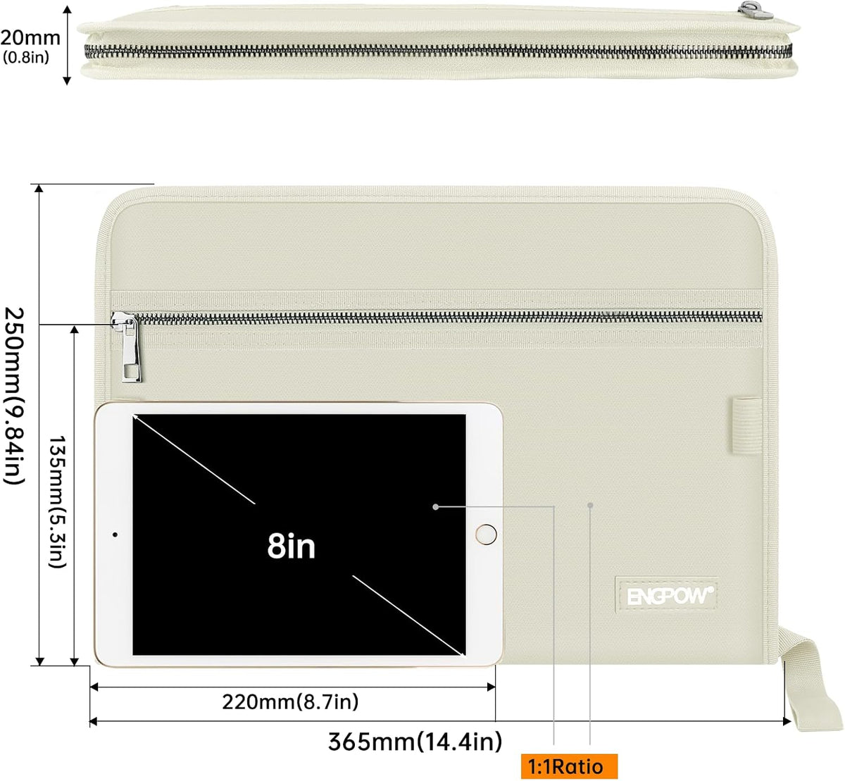 ENGPOW Expanding File Folder,Fireproof 13 Pockets Document Organizer Bag