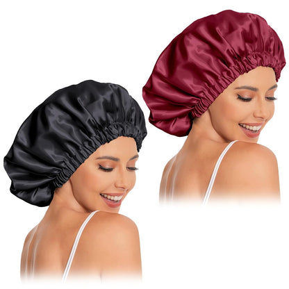Satin Bonnet Silk Bonnet Hair Bonnet for Sleeping-Slouchy Beanie Hat Satin Sleep Cap for Women's Natural & Curly Hair(Blue Zircon)