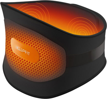 IKEEPFIT Portable Heating Pad for Back, FSA Eligible HSA, Cordless Heat Belt with Massager for Lower Back Pain Relief, Battery Powered 8000 mAh Rechargeable, MAXwarm 3.0, Gift for Women Men 90-310 lb
