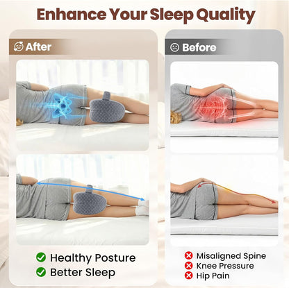 Knee Pillow for Side Sleepers, Supportive Memory Foam Leg Pillow for Side Sleeping with Elastic Strap, Heart-Shape Pillow Between Legs for Pain Relief on Sciatica, Hip Joints, Gray